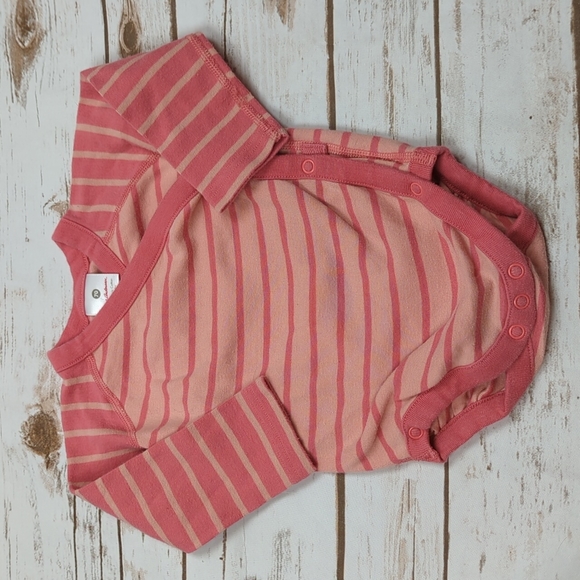 Hanna Andersson Pink Striped Kimono Bodysuit Size 70 6-12M - Picture 1 of 6